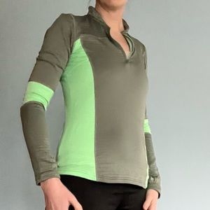 Under Armour quarter zip long sleeve lime and army green light weight